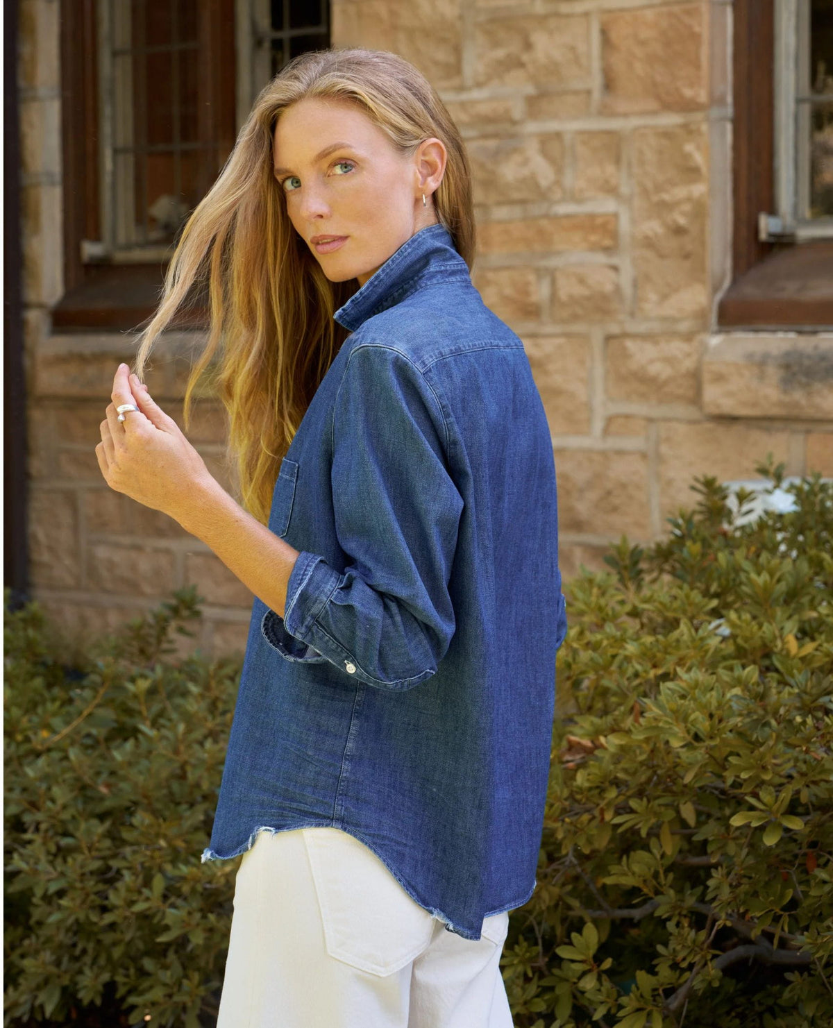 Eileen Distressed Dark Indigo Shirt