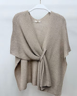 Knit Front Wrap Shawl Taupe