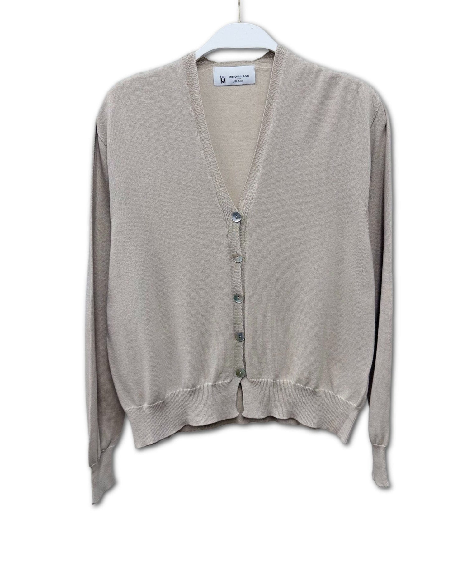 Ribbed Hem Button Cardigan Earth Beige