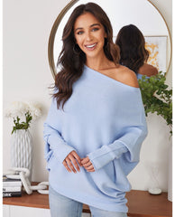 Asymmetrical Soft Sweater Sky Blue