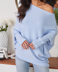 Asymmetrical Soft Sweater Sky Blue