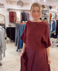 Cozy Short Sleeve Wine Sweater