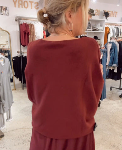 Cozy Short Sleeve Wine Sweater