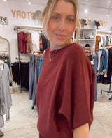 Cozy Short Sleeve Wine Sweater