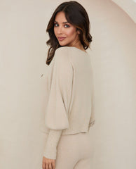 Cozy V Neck Sweater Earth Beige