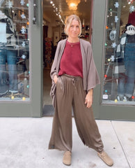 Silky Drawstring Pant Mocha