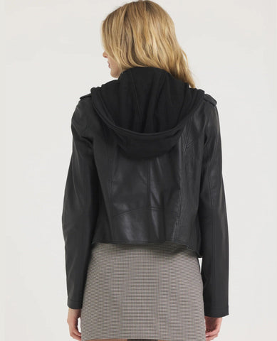 Molly Washable Leather Jakett Black