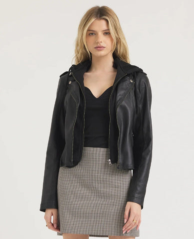 Molly Washable Leather Jakett Black