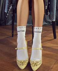 Mother F*cker Half Step White Studded Sock