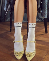 Mother F*cker Half Step White Studded Sock
