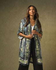 Tapestry Sea Print Long Kimono