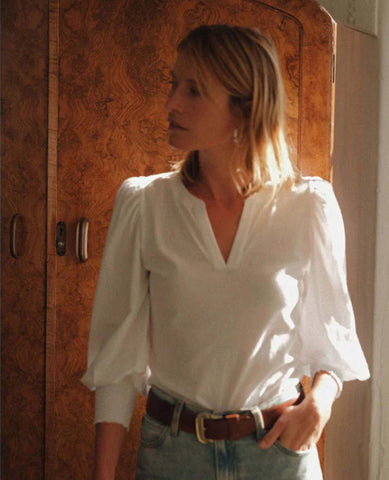 Nation Flora Peasant Tee White