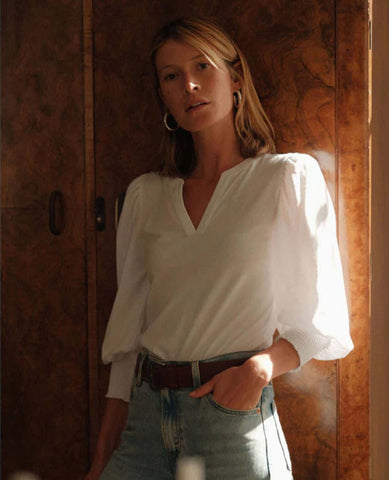 Nation Flora Peasant Tee White