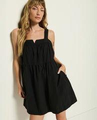 Nation Claribel Pocket Poplin Mini Dress Black