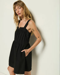 Nation Claribel Pocket Poplin Mini Dress Black