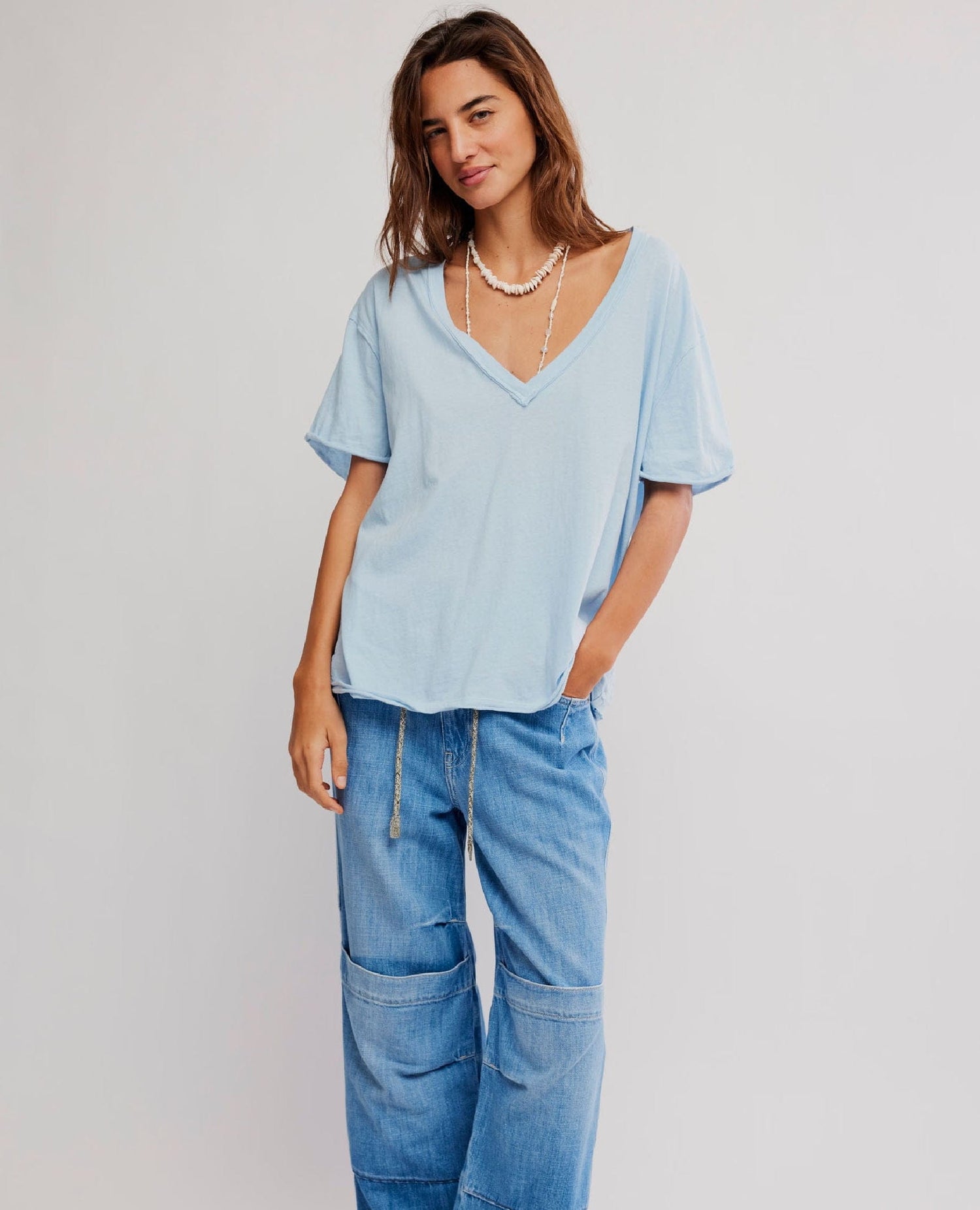 Nina V-Neck Tee Dew Shine