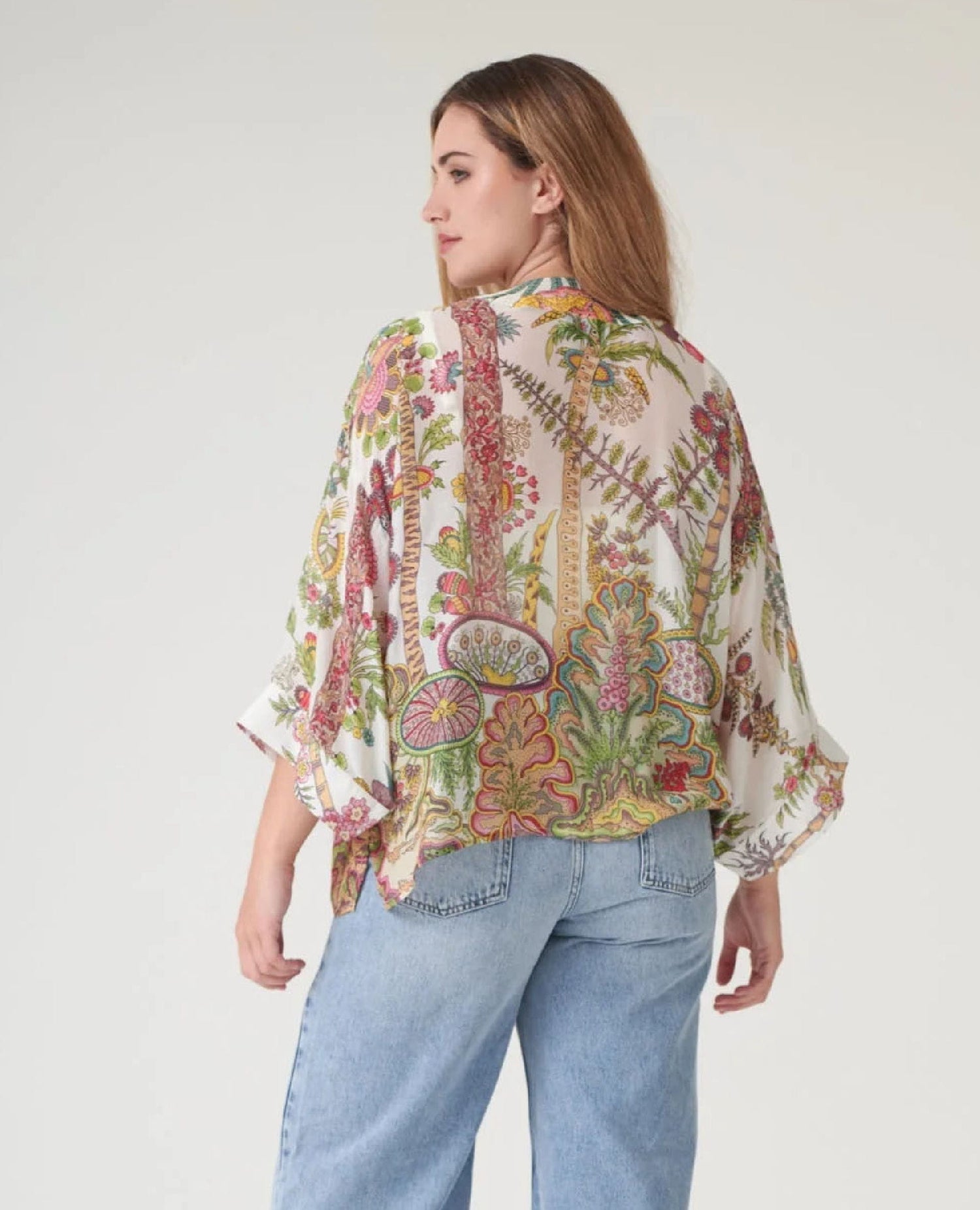 One Hundred Stars Boho Garden Ecru Kimono