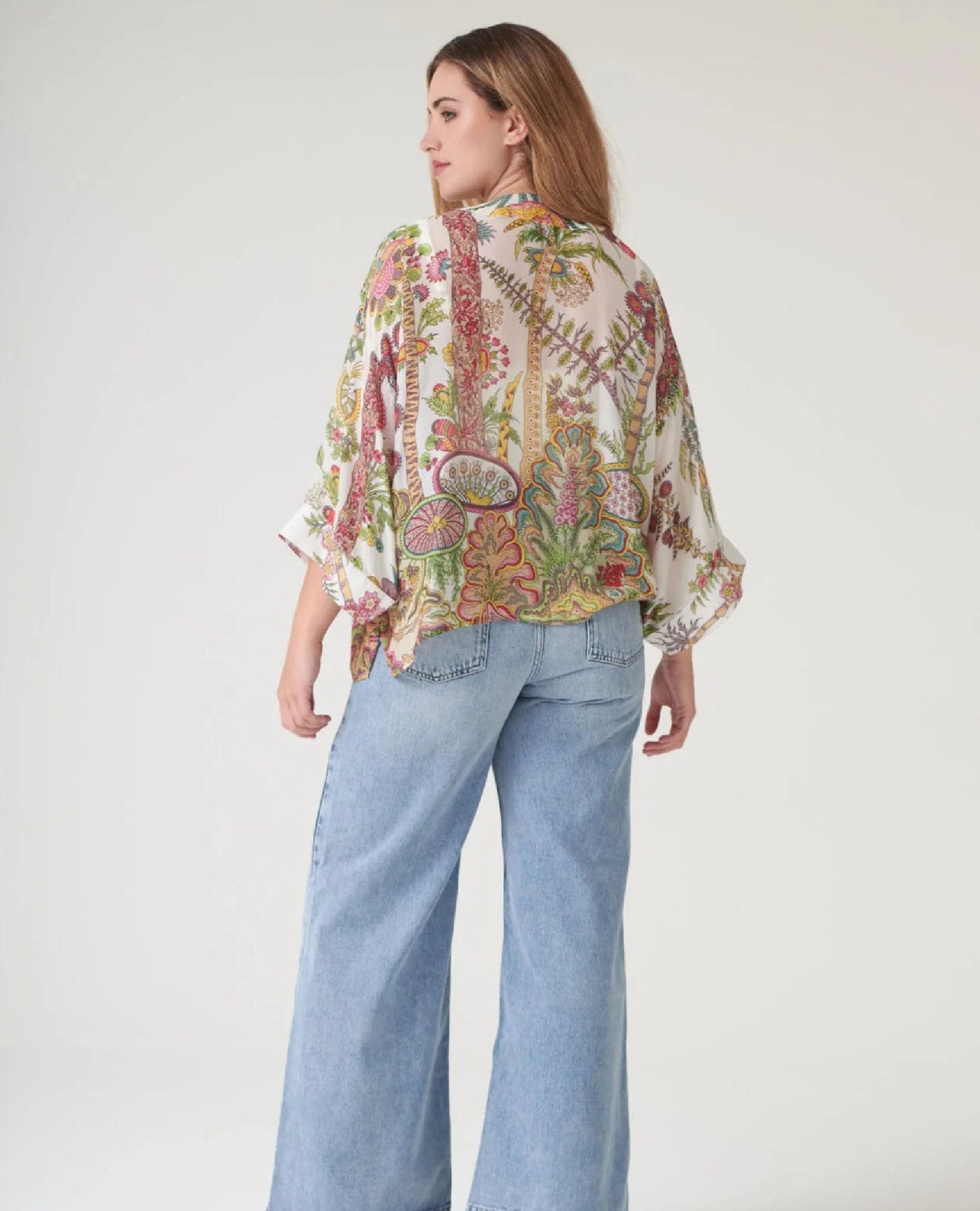 One Hundred Stars Boho Garden Ecru Kimono