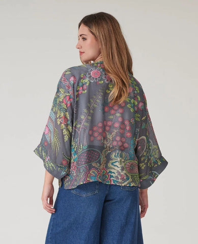 One Hundred Stars Boho Garden Grey Kimono