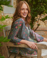One Hundred Stars Boho Garden Grey Kimono