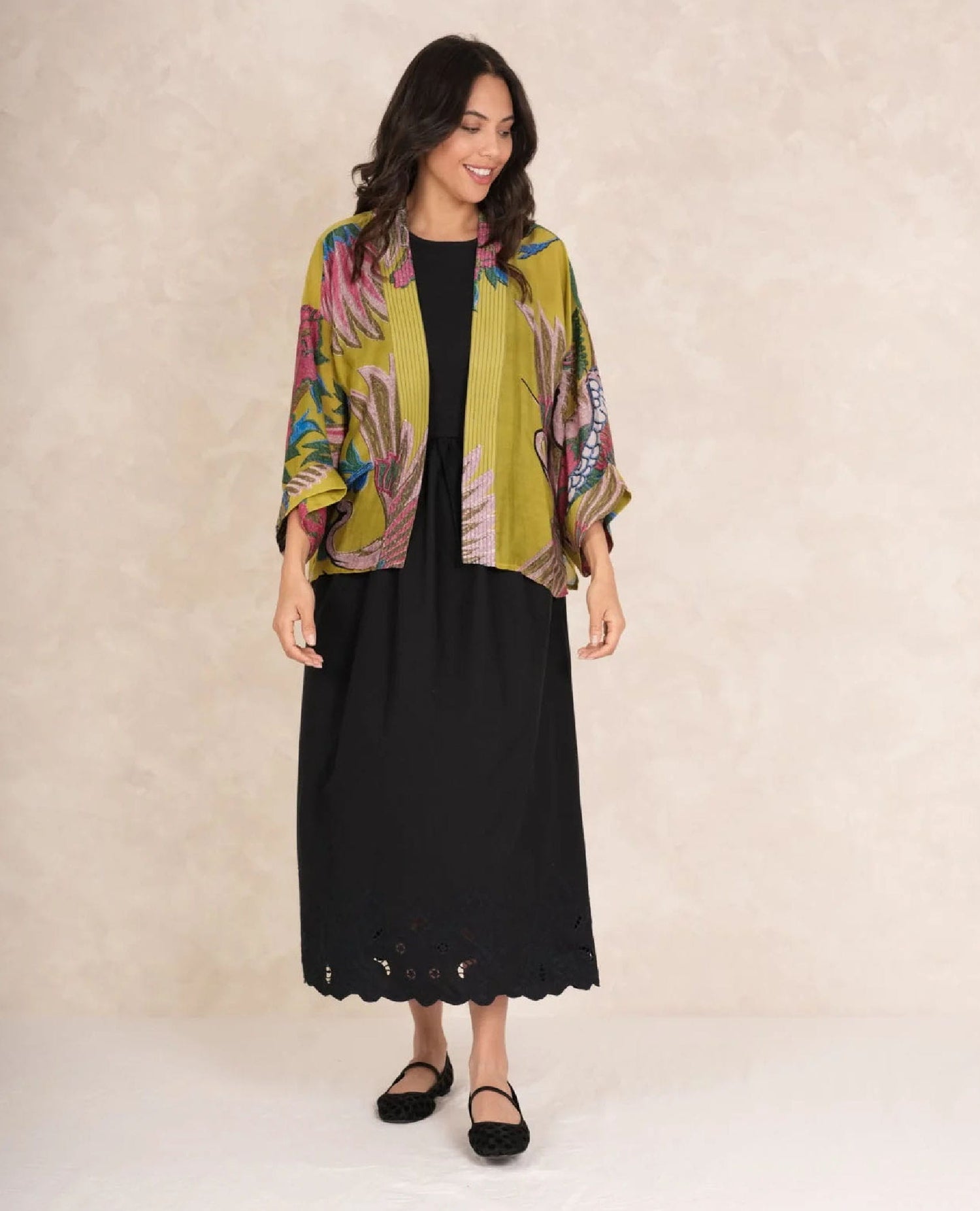 Crane Olive Kimono