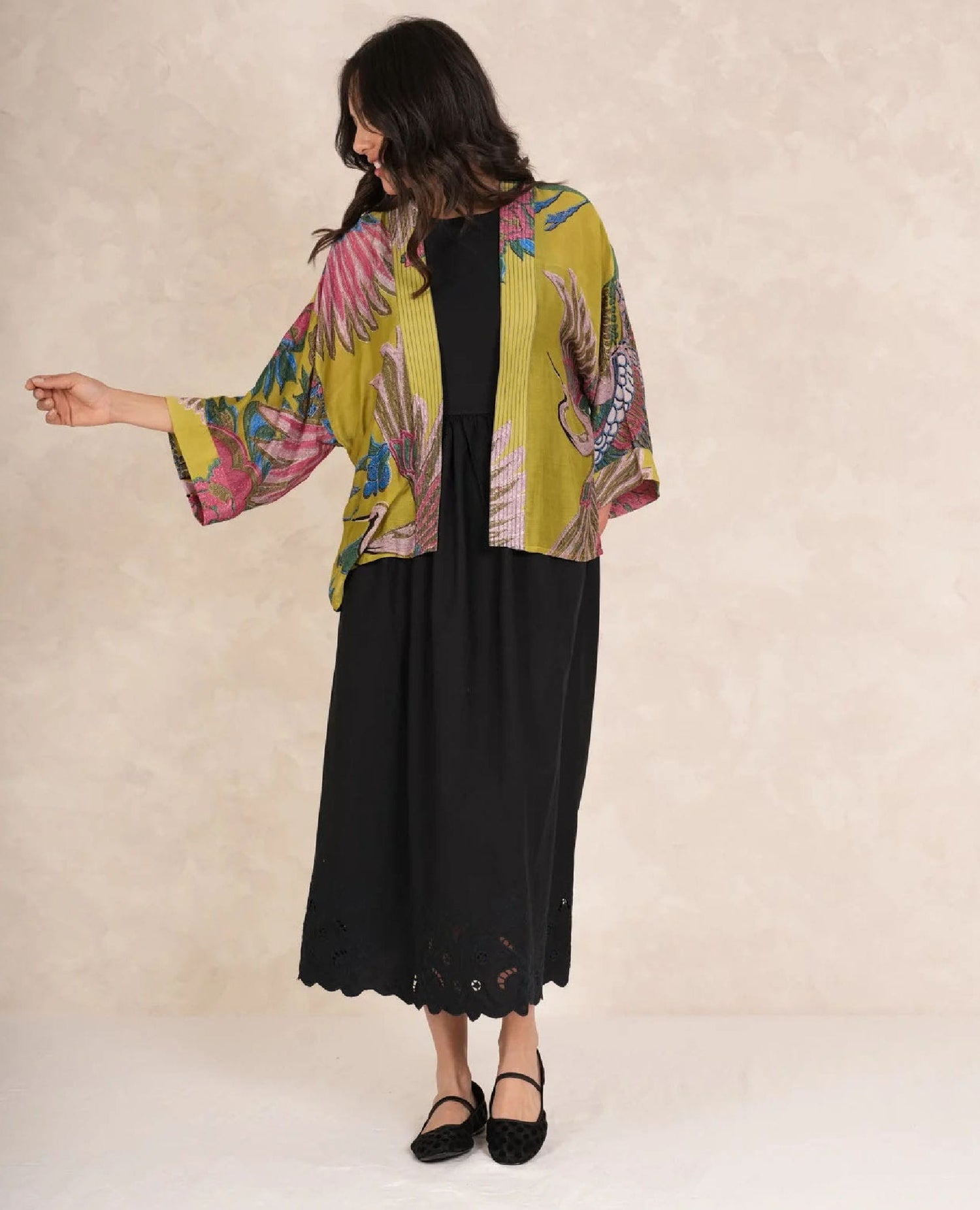 Crane Olive Kimono