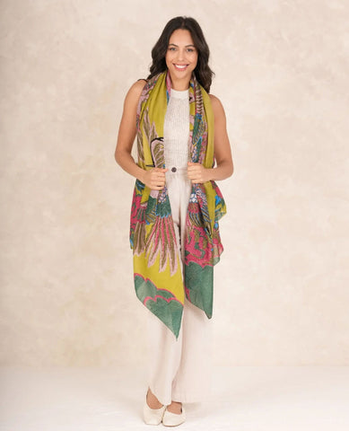 One Hundred Stars Crane Olive Scarf