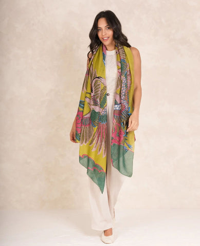 One Hundred Stars Crane Olive Scarf