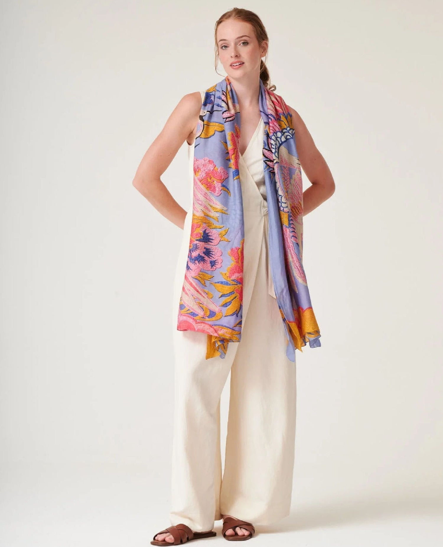 Periwinkle Crane Scarf