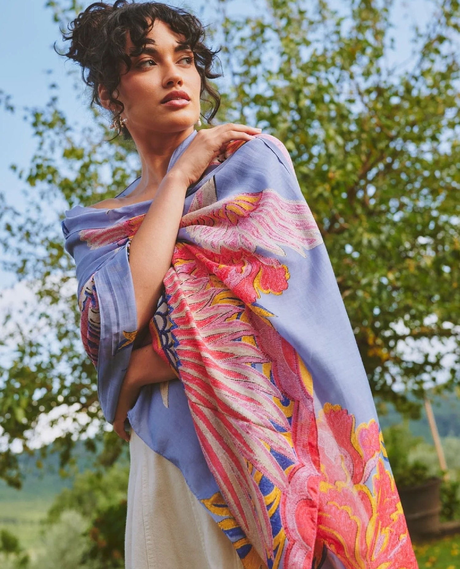 Periwinkle Crane Scarf