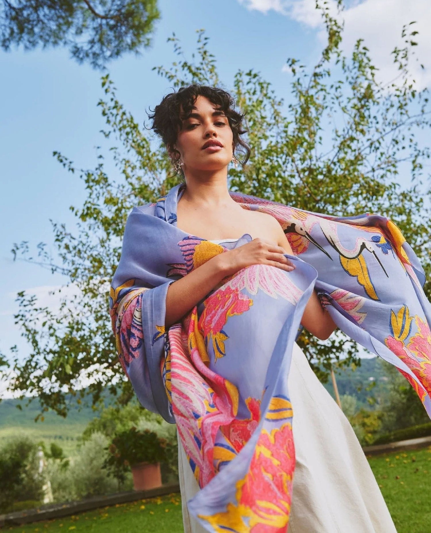 Periwinkle Crane Scarf
