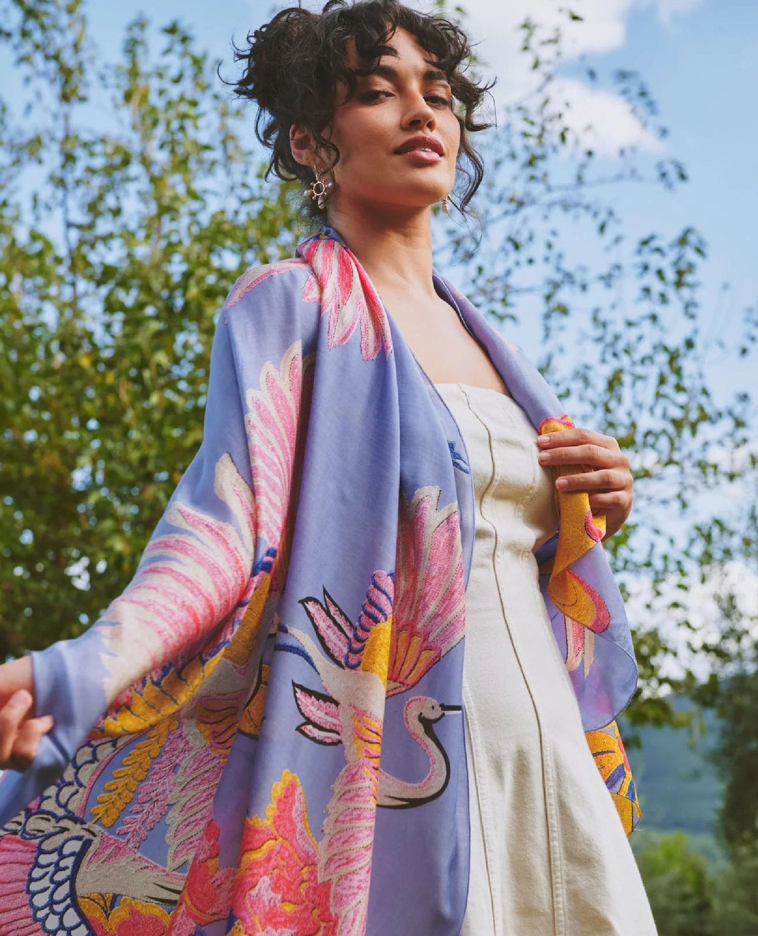 One Hundred Stars Crane Periwinkle Scarf