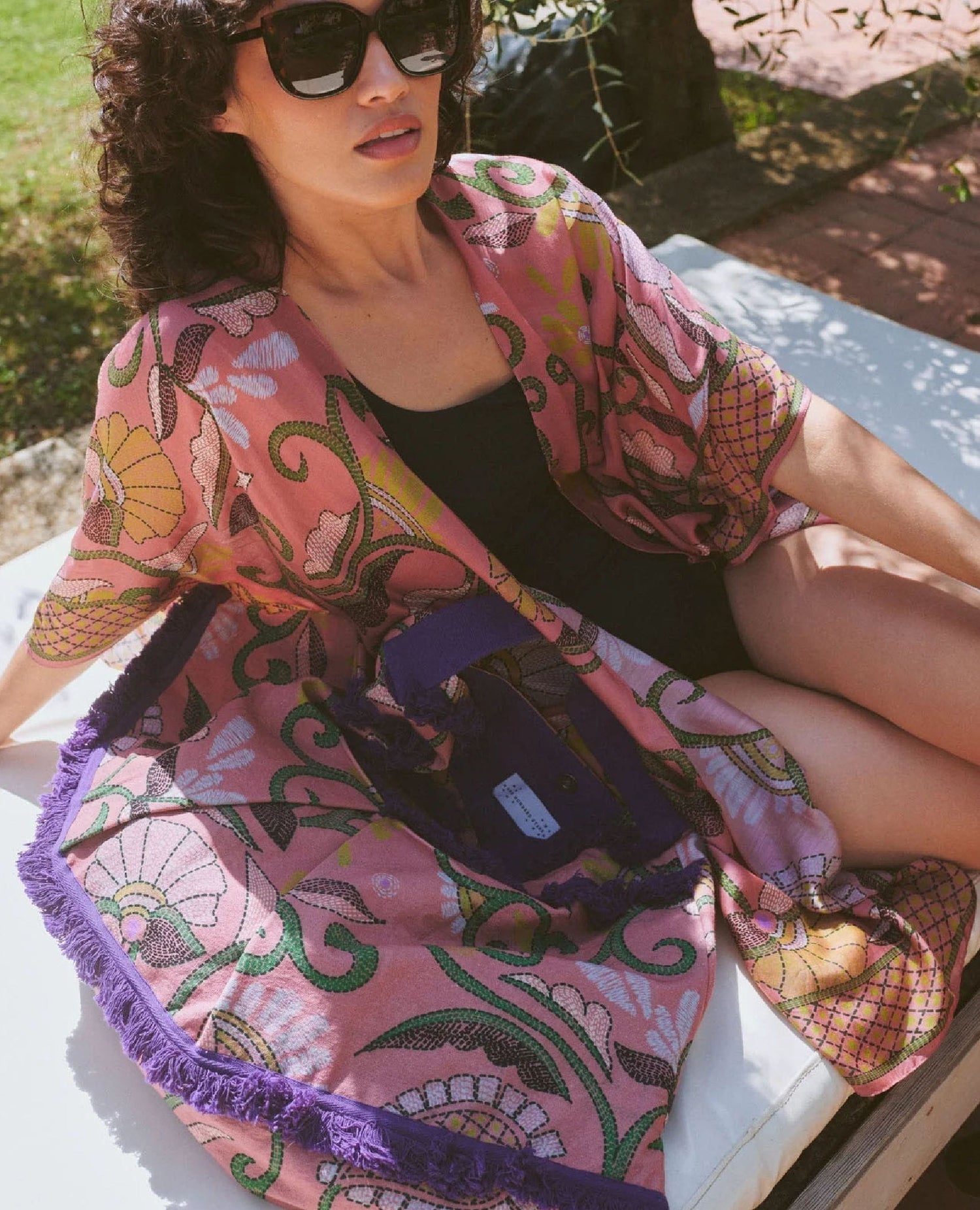 One Hundred Stars Giant Kantha Dusk Slouch Bag