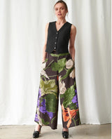 Black Floral Nasturtium Palazzo Pants