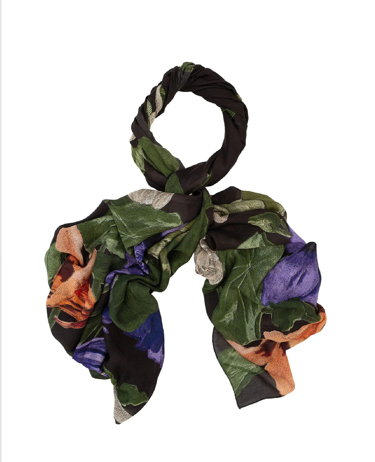 Black Floral Nasturtium Scarf