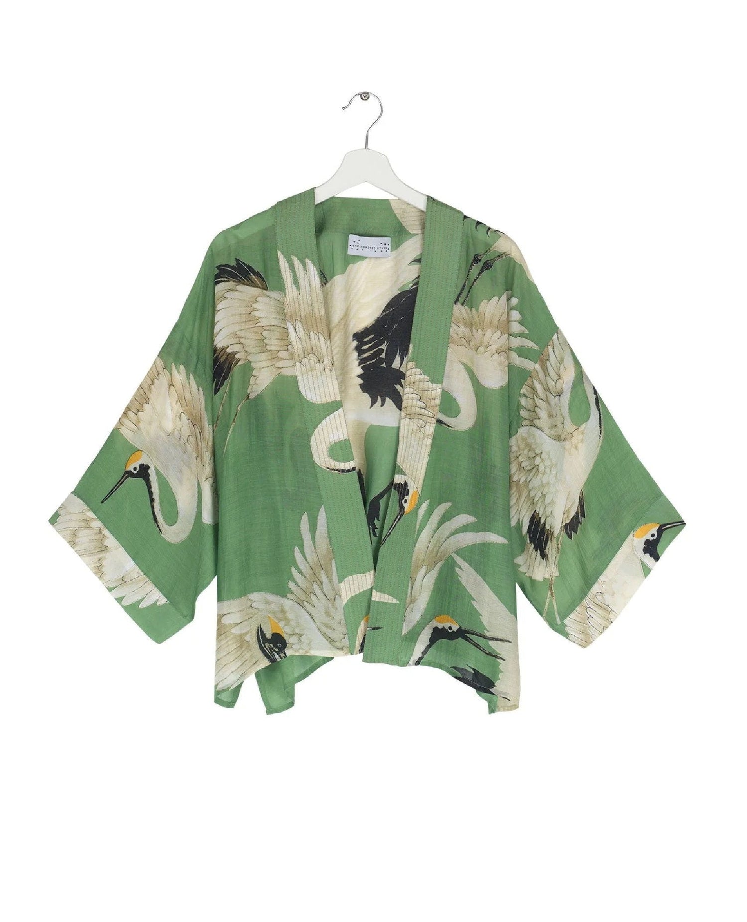 Green Stork Short Kimono