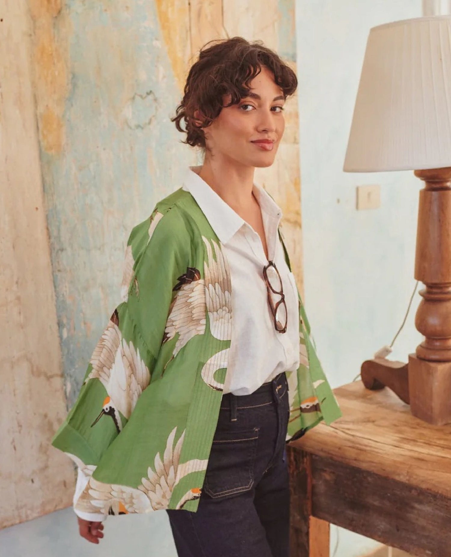 Stork Pea Green Kimono