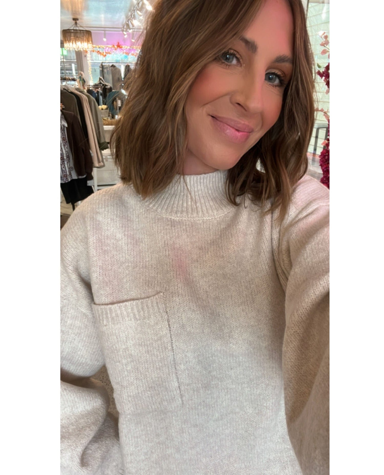 One Pocket Crew Sweater Pearl