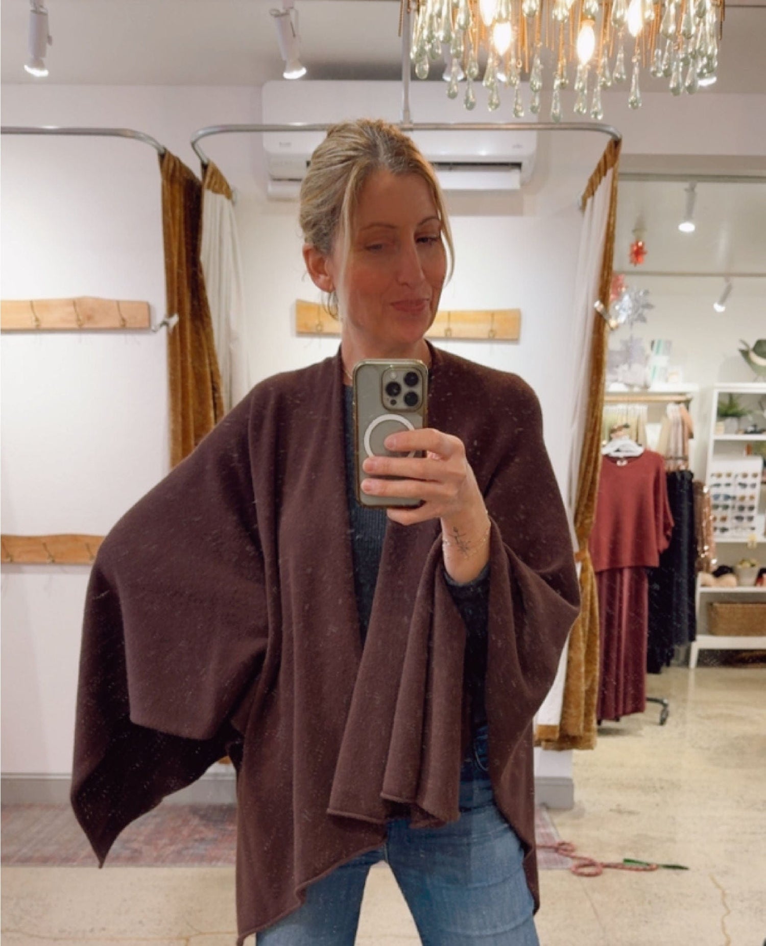 Open Scarf Cardigan Chocolate