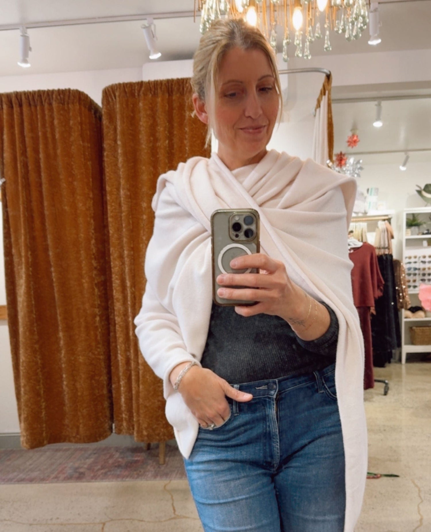 Open Scarf Cardigan Ivory