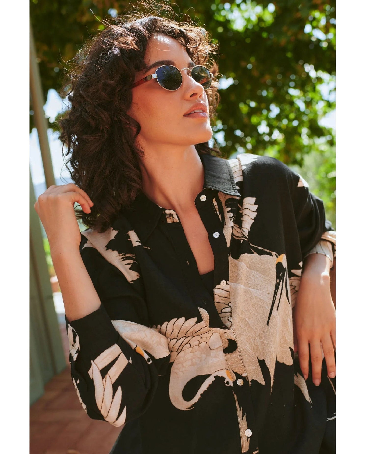 Oversized Black Stork Button Up Shirt