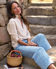 Patrick Popover Vintage White and Camel Stripe