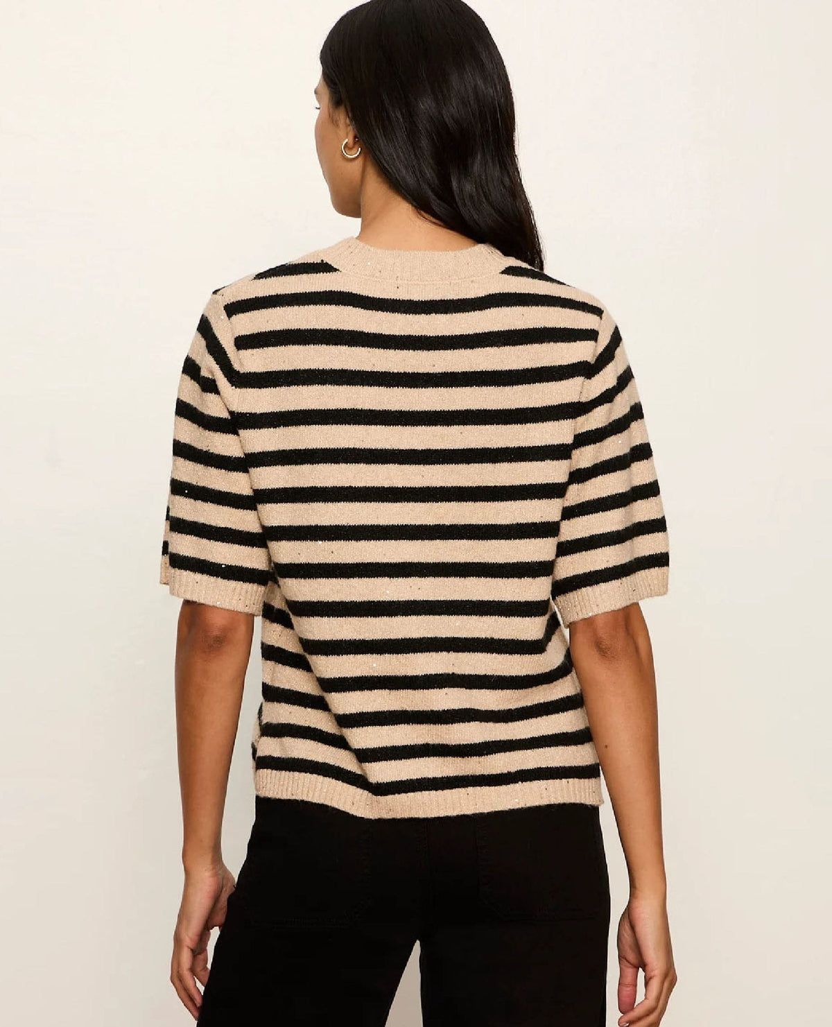 Perfect Sequin Stripe Sweater Tee Hazelnut