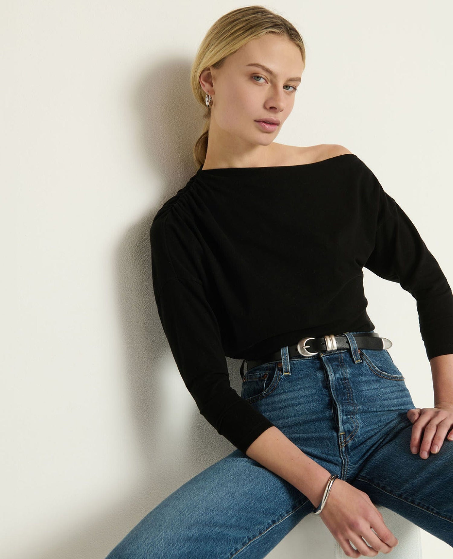 Pietra Off Shoulder Top Jet Black