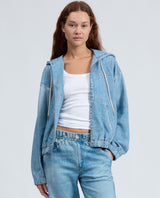 Miramar Terry Zip Front "Denim" Hoodie