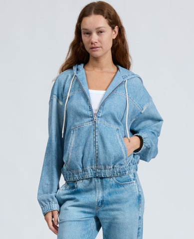 Miramar Terry Zip Front "Denim" Hoodie