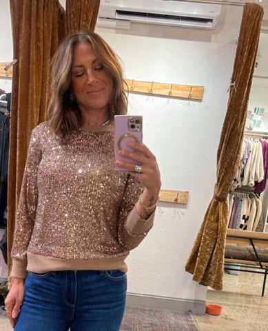 Sanctuary Holiday Sparkle Top Rose Gold