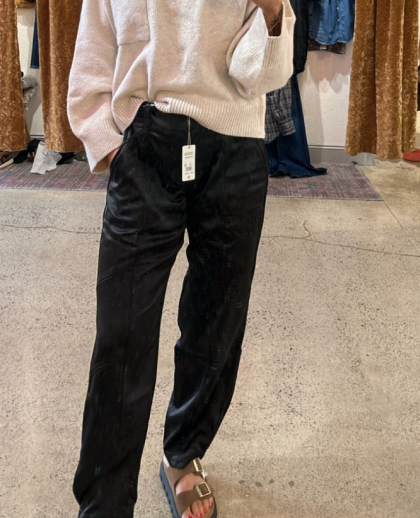 Sahara Satin Black Jogger Pant