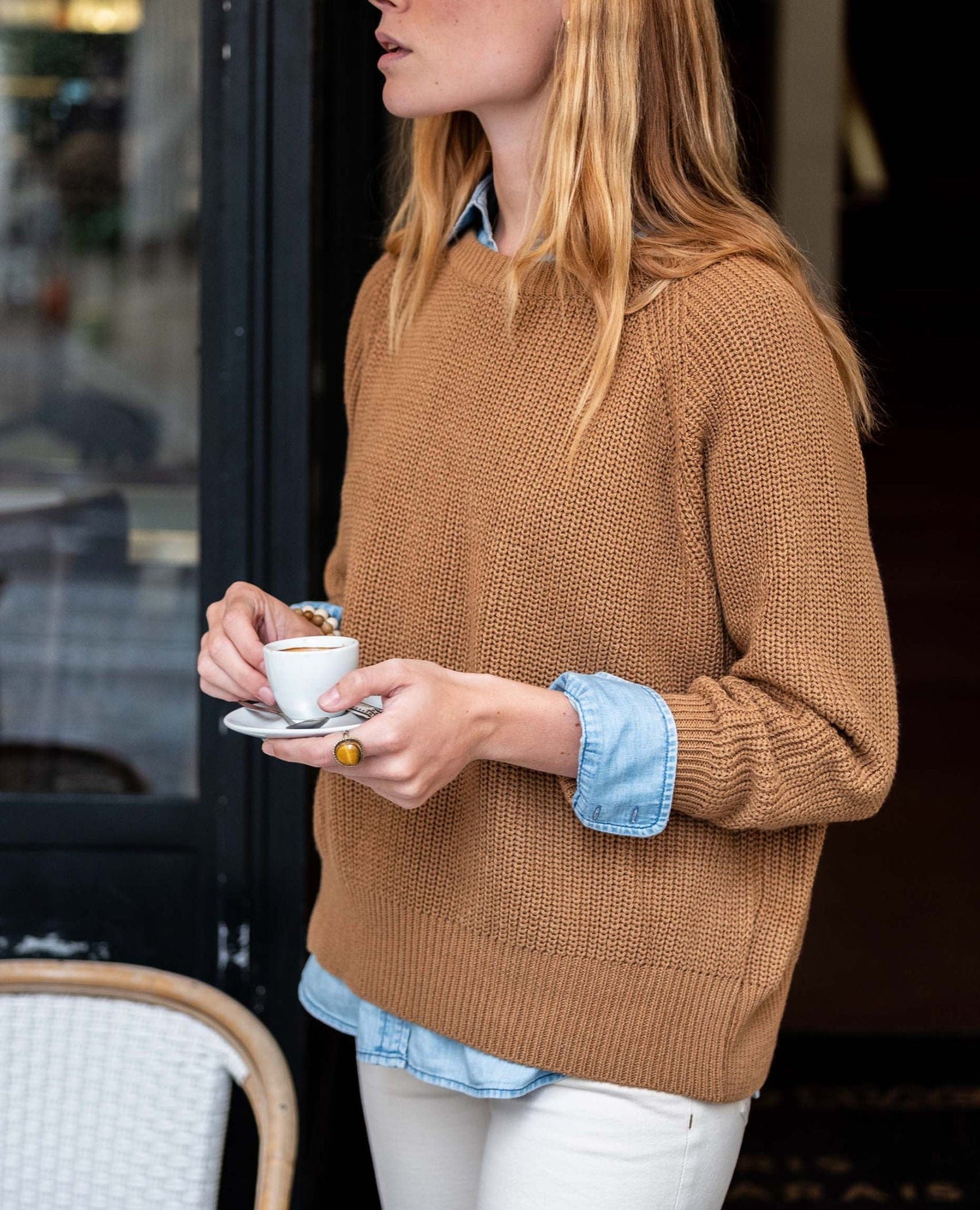 Cotton Crewneck Sweater Tobacco