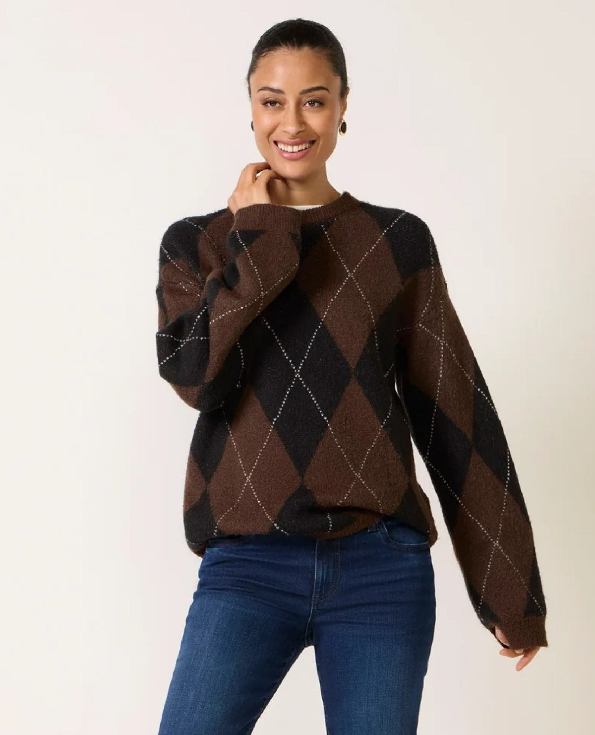 Espresso Argyle Soft Sweater